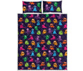 Cute Monster Pattern Print Quilt Bed Set