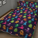 Cute Monster Pattern Print Quilt Bed Set