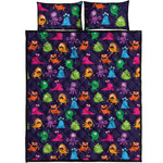 Cute Monster Pattern Print Quilt Bed Set