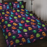 Cute Monster Pattern Print Quilt Bed Set