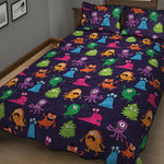 Cute Monster Pattern Print Quilt Bed Set