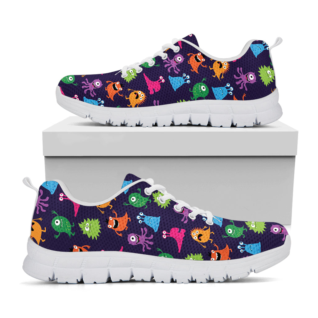Cute Monster Pattern Print White Sneakers