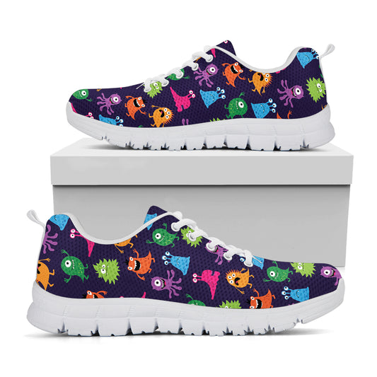 Cute Monster Pattern Print White Sneakers