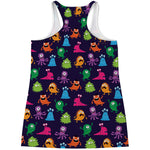 Cute Monster Pattern Print Women's Racerback Tank Top