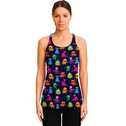 Cute Monster Pattern Print Women's Racerback Tank Top