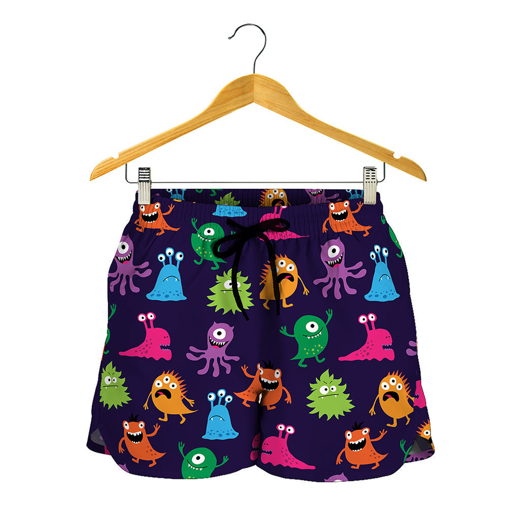 Cute Monster Pattern Print Women's Shorts