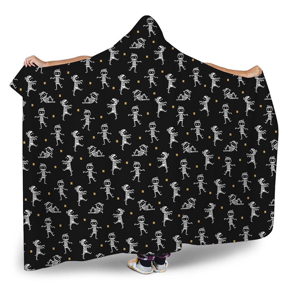Cute Mummy Pattern Print Hooded Blanket
