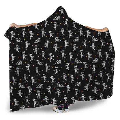 Cute Mummy Pattern Print Hooded Blanket