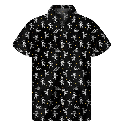 Cute Mummy Pattern Print Men's Short Sleeve Shirt