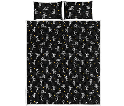 Cute Mummy Pattern Print Quilt Bed Set