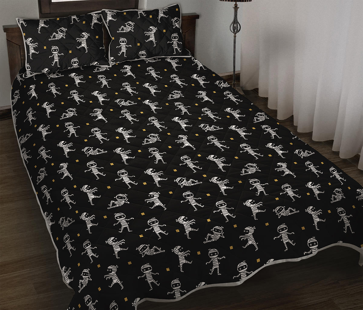 Cute Mummy Pattern Print Quilt Bed Set
