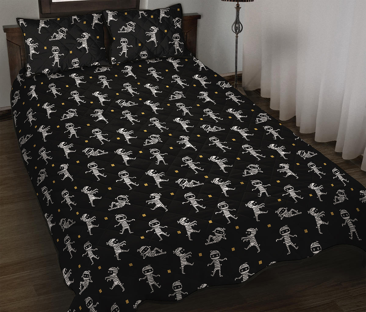 Cute Mummy Pattern Print Quilt Bed Set