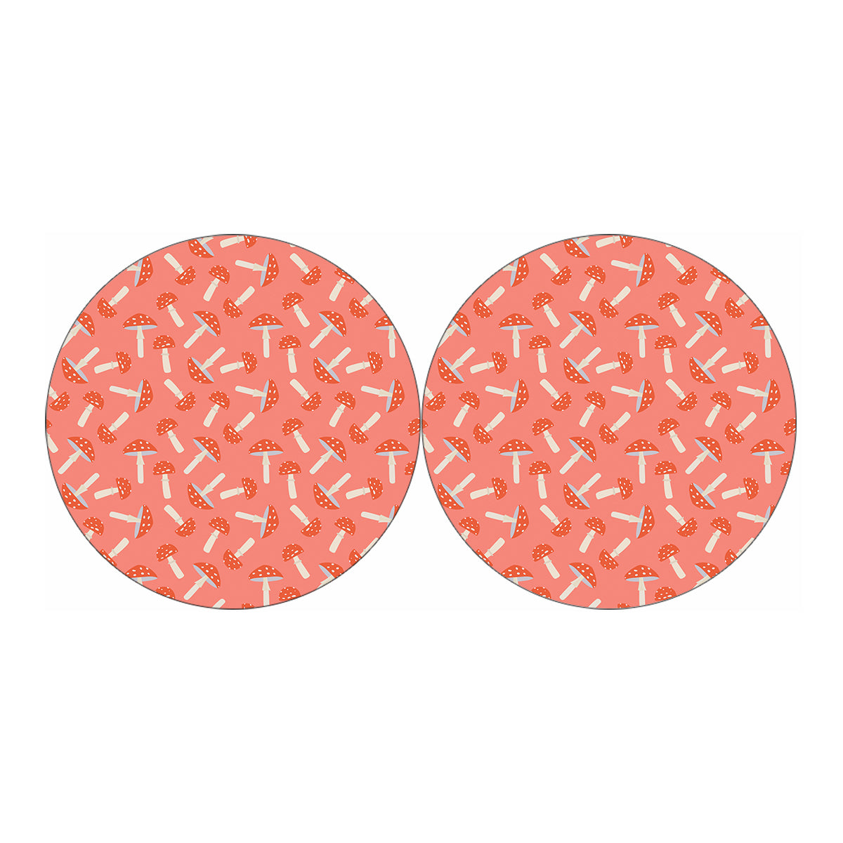 Cute Mushroom Pattern Print Car Coasters