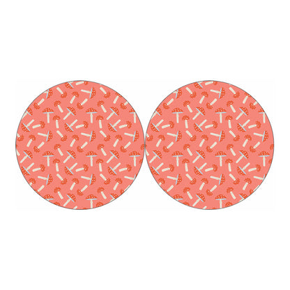 Cute Mushroom Pattern Print Car Coasters