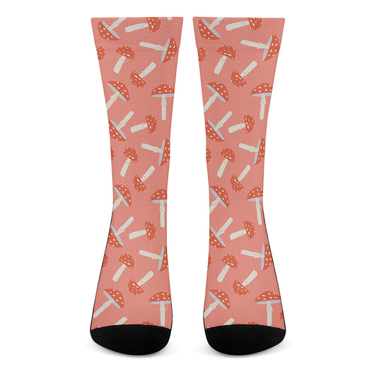 Cute Mushroom Pattern Print Crew Socks