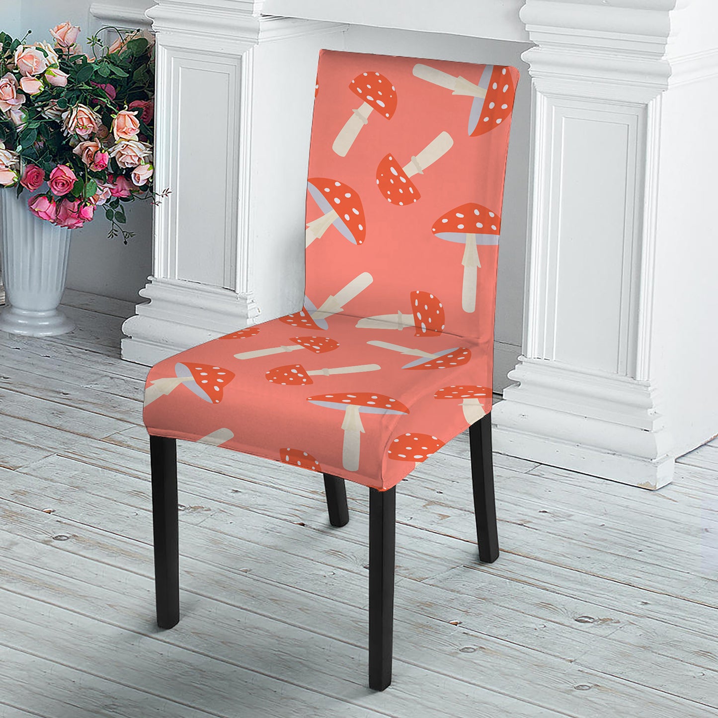 Cute Mushroom Pattern Print Dining Chair Slipcover
