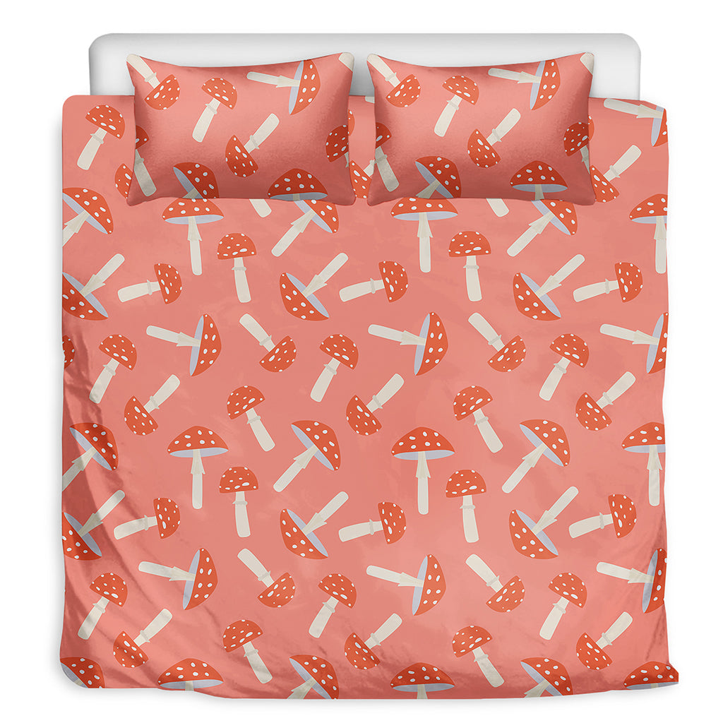 Cute Mushroom Pattern Print Duvet Cover Bedding Set