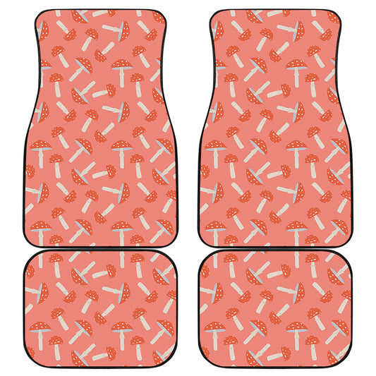 Cute Mushroom Pattern Print Front and Back Car Floor Mats