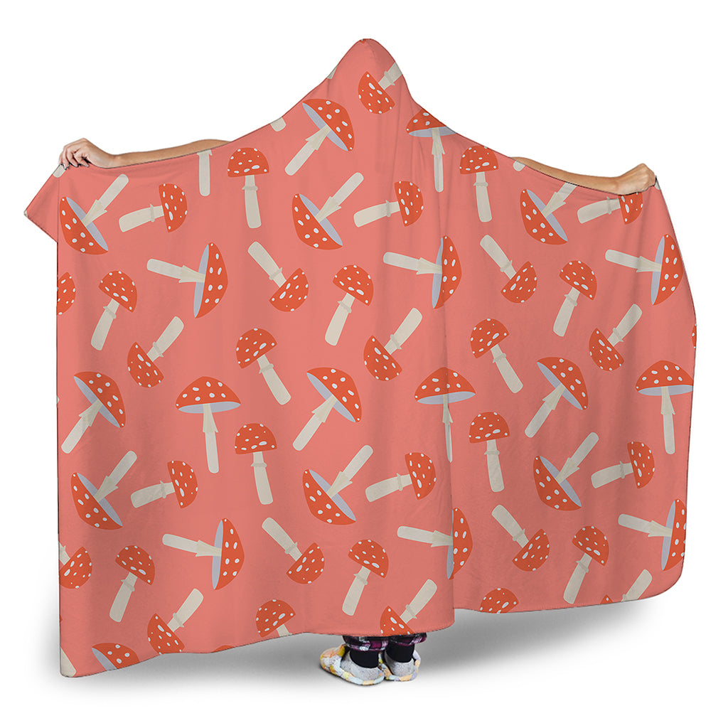 Cute Mushroom Pattern Print Hooded Blanket