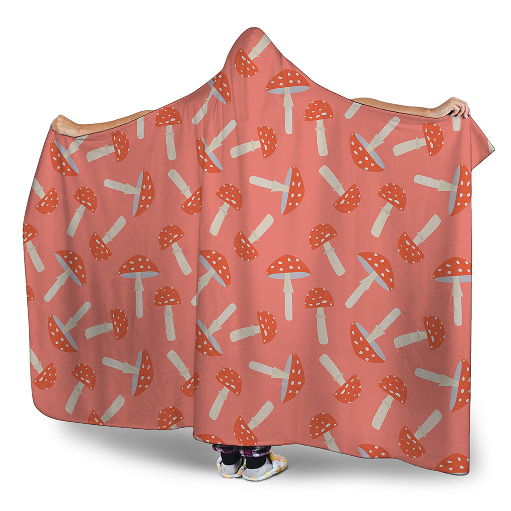 Cute Mushroom Pattern Print Hooded Blanket