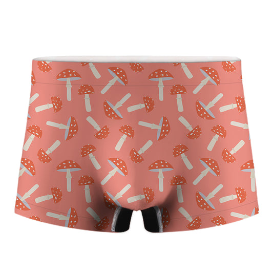 Cute Mushroom Pattern Print Men's Boxer Briefs