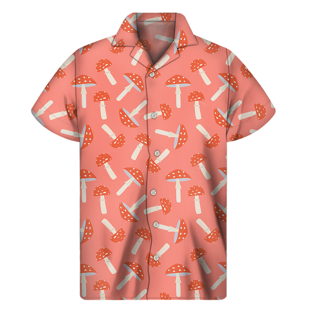 Cute Mushroom Pattern Print Men's Short Sleeve Shirt