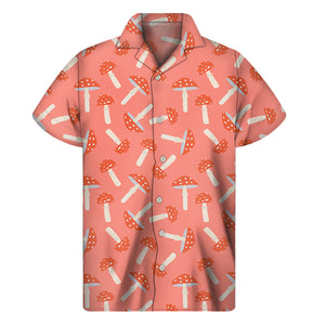 Cute Mushroom Pattern Print Men's Short Sleeve Shirt