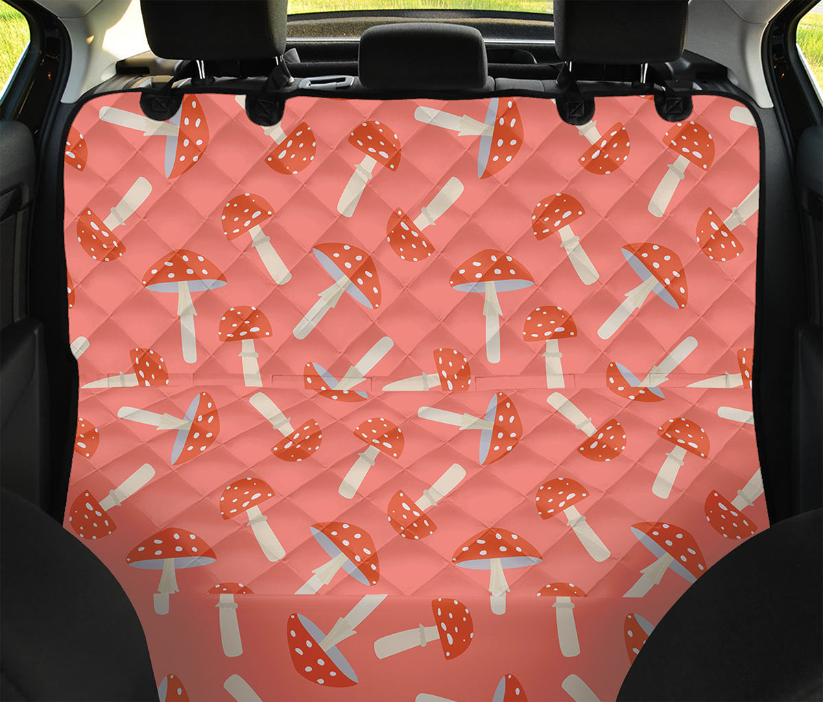 Cute Mushroom Pattern Print Pet Car Back Seat Cover