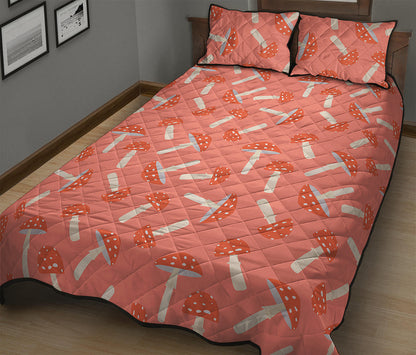 Cute Mushroom Pattern Print Quilt Bed Set