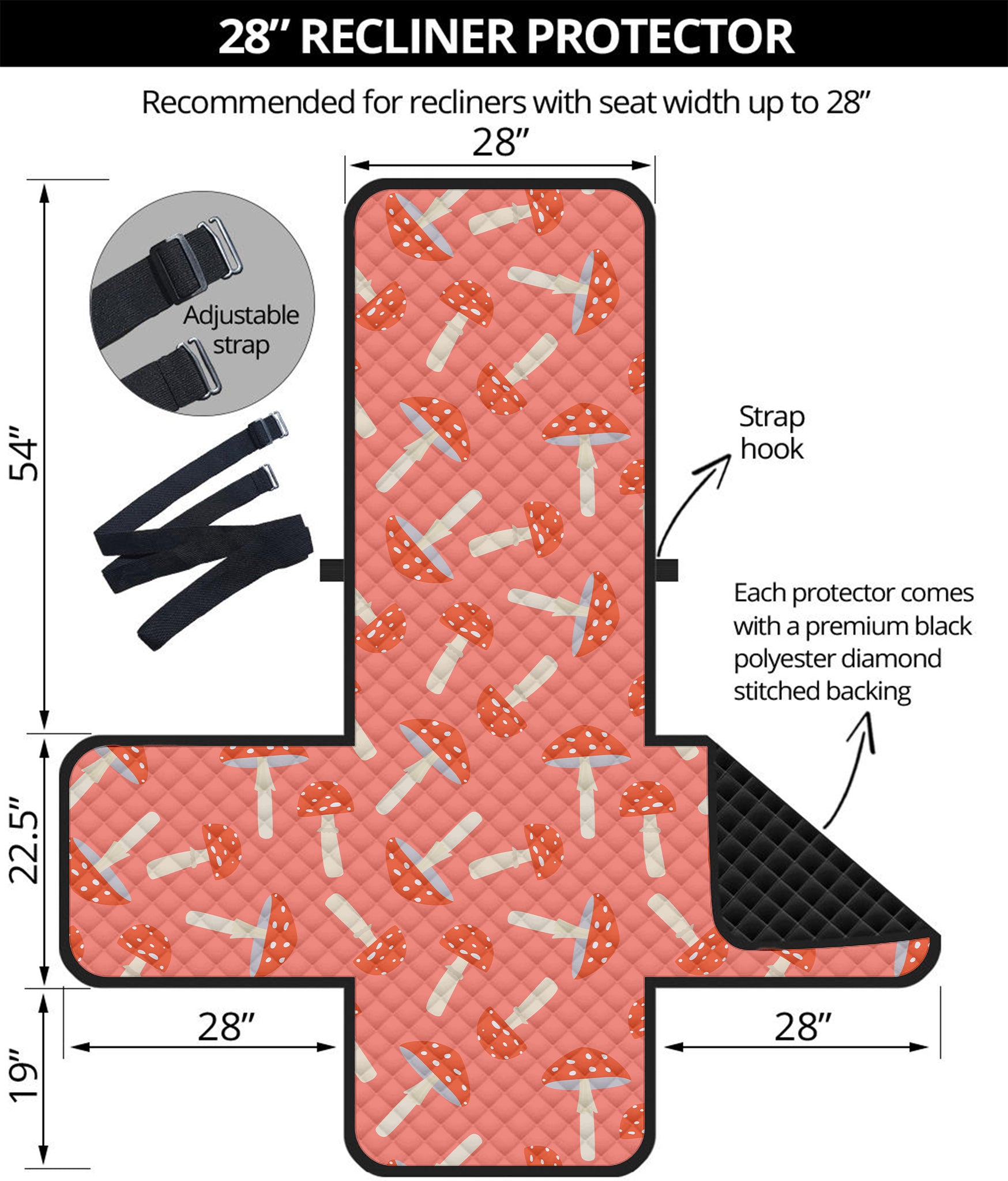 Cute Mushroom Pattern Print Recliner Protector