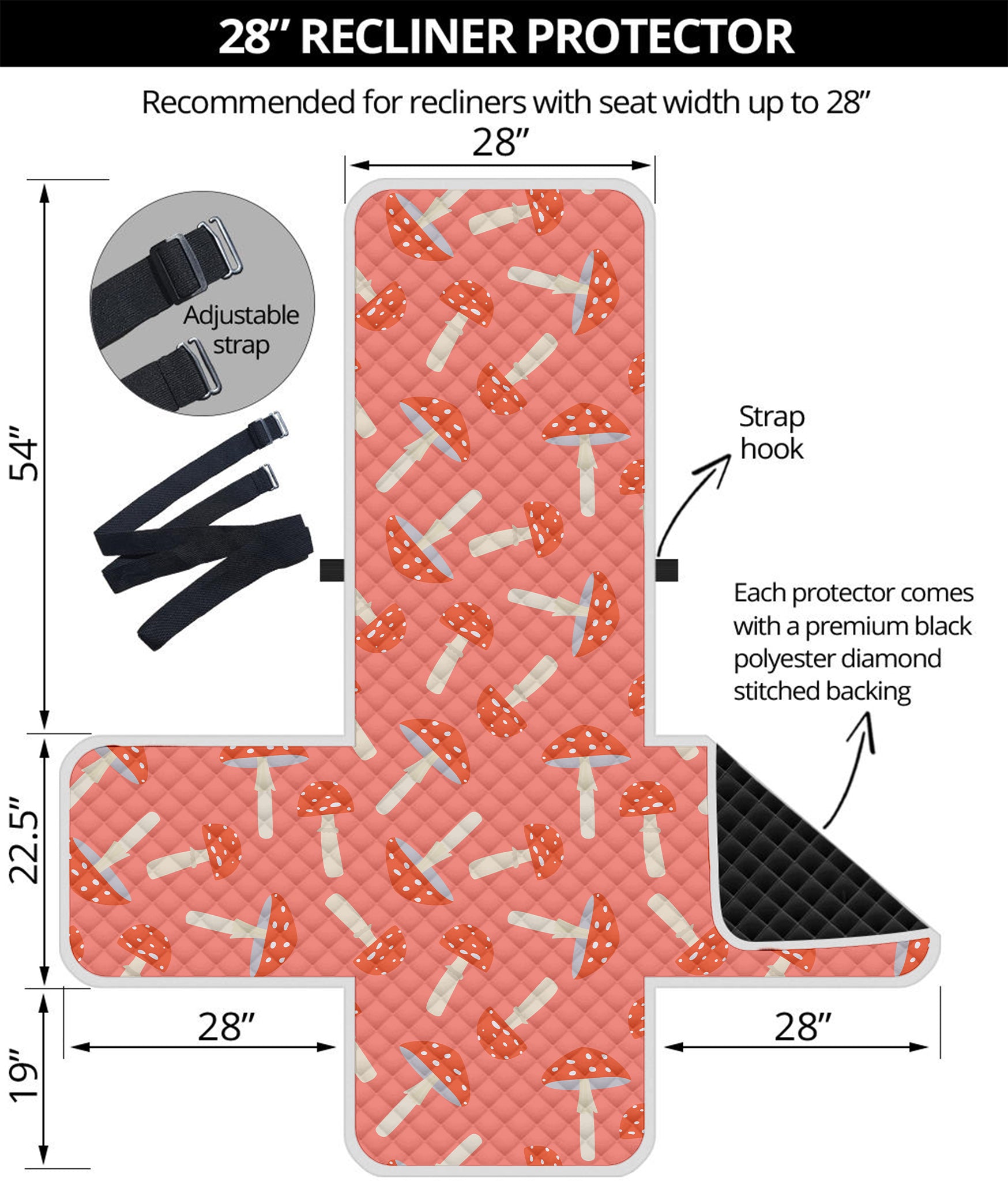 Cute Mushroom Pattern Print Recliner Protector