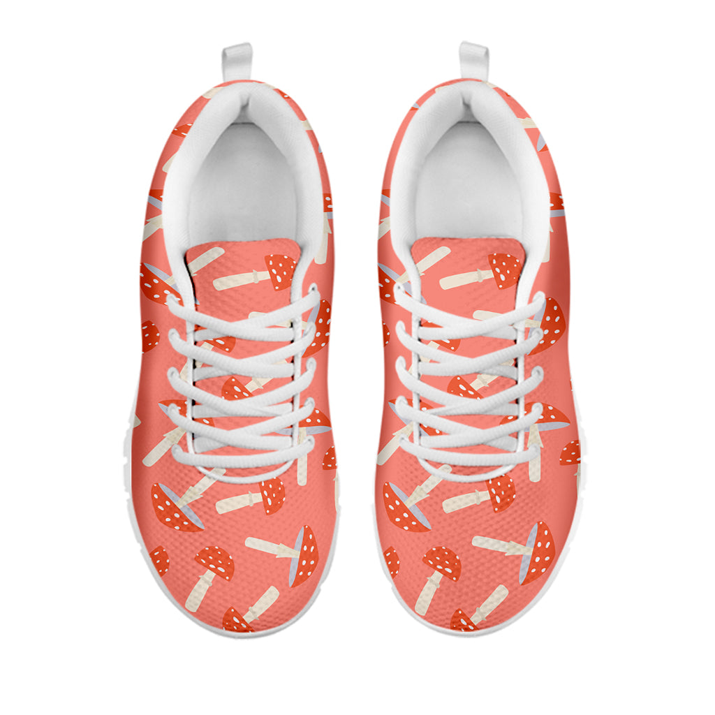 Cute Mushroom Pattern Print White Sneakers