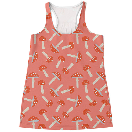Cute Mushroom Pattern Print Women's Racerback Tank Top