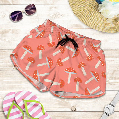 Cute Mushroom Pattern Print Women's Shorts