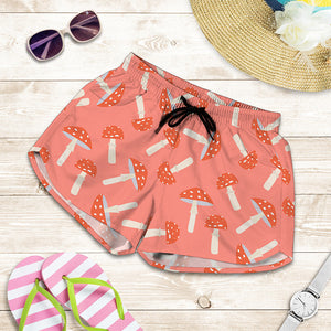 Cute Mushroom Pattern Print Women's Shorts