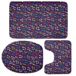 Cute Music Notes Pattern Print 3 Piece Bath Mat Set