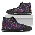 Cute Music Notes Pattern Print Black High Top Sneakers