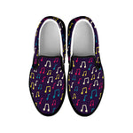 Cute Music Notes Pattern Print Black Slip On Shoes