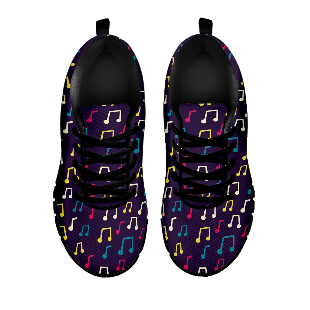 Cute Music Notes Pattern Print Black Sneakers
