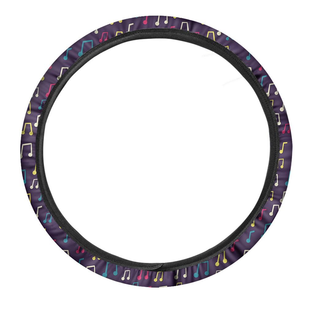 Cute Music Notes Pattern Print Car Steering Wheel Cover