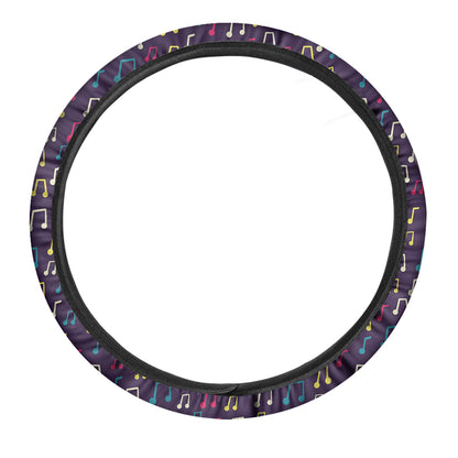 Cute Music Notes Pattern Print Car Steering Wheel Cover