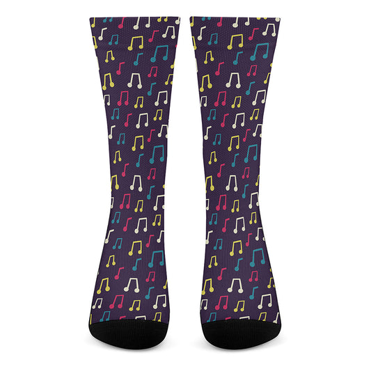 Cute Music Notes Pattern Print Crew Socks