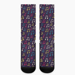 Cute Music Notes Pattern Print Crew Socks