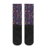 Cute Music Notes Pattern Print Crew Socks