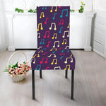 Cute Music Notes Pattern Print Dining Chair Slipcover
