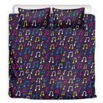 Cute Music Notes Pattern Print Duvet Cover Bedding Set