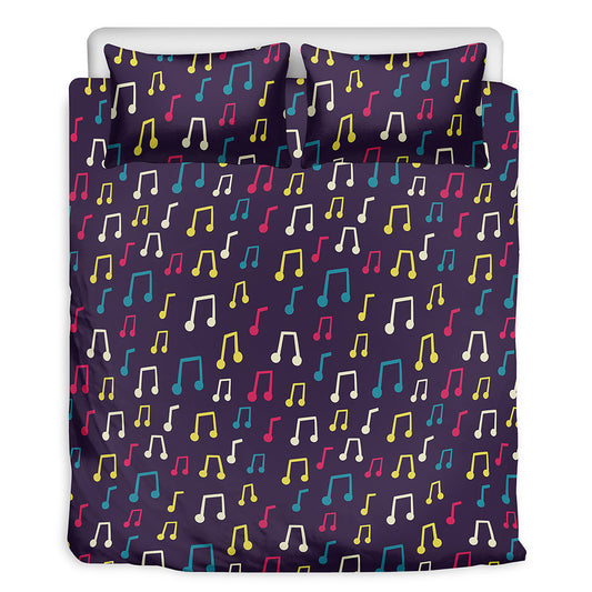 Cute Music Notes Pattern Print Duvet Cover Bedding Set
