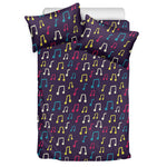 Cute Music Notes Pattern Print Duvet Cover Bedding Set