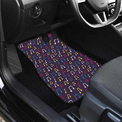 Cute Music Notes Pattern Print Front and Back Car Floor Mats