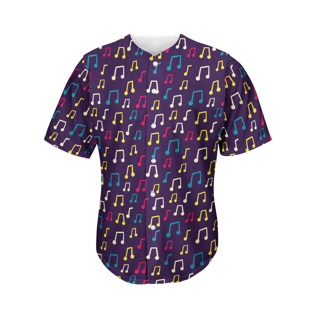 Cute Music Notes Pattern Print Men's Baseball Jersey